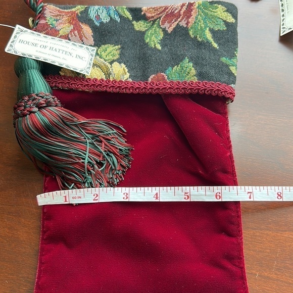 2 Victorian holiday stockings tassels extra large in size mixed media material - Picture 15 of 17